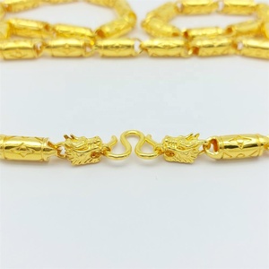 Collar de Tubos de Dragón con Baño de Oro de 24K de Moda con Cadena de Plata de Ley, Joyería Unisex para Fiestas y Aniversarios - Product Image 2