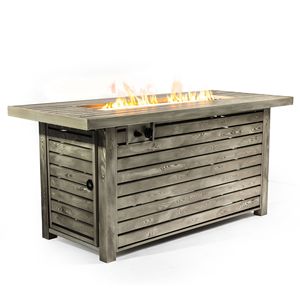 Tavolo da fuoco da esterno in acciaio da 54 pollici con superficie in venatura del legno elegante Design del pozzo del fuoco per intrattenere all'aperto - Product Image 1