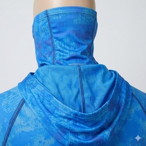 Men's Quick dry <b>Blue</b> Camouflage Hooded Fishing Shirt <b>Long</b> <b>Sleeve</b> UV Protection Quick Dry Anti-Uv Pullover breathable <b>Top</b> - Product Image 4