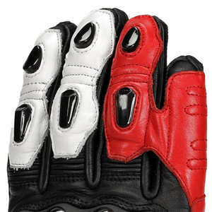 Gants de moto en cuir respirants et ajustables à doigts entiers avec fermeture à cordon pour les motocyclistes unisexes - Product Image 4