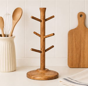 Soporte de madera rústico hecho a mano para tazas, resistente, para mostrador, expositor de tazas de café y té para el hogar o cafetería, en oferta. - Product Image 4