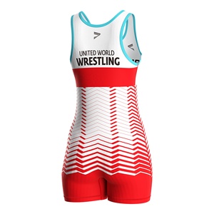 Wrestling Singlet Blue One-Piece Fitted Spandex Polyester <b>Boys</b> Children Martial Arts Wear Sublimation Print - Product Image 5