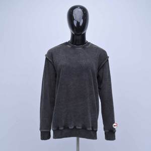 Sweat-shirt à col rond en molleton de coton vintage délavé à l'acide, de qualité supérieure, avec logo personnalisé, pour femmes - Product Image 1