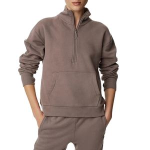 À la mode personnalisé épais quart Zip blanc 2 pièces ensemble pull sweat pantalons de survêtement pour les femmes 2026 - Product Image 1