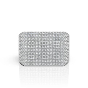 Bague de déclaration de luxe pour homme, plaquée rhodium argenté, sertie de moissanite pavée, style hip-hop, haut de gamme - Product Image 2