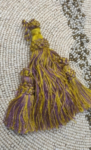 Purple Embroidered <b>Tassel</b> Fringe with Gold Thread Decorative Trim <b>for</b> Home Textile Use - Product Image 6