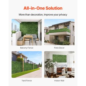 Pannelli Decorativi in Erba Sintetica Milan Grass 40 X 120 Pollici, Recinzione in Edera Artificiale Anti-UV per Interni ed Esterni, Pannello Verde CO Boxwood - Product Image 5