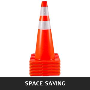 Coni di sicurezza stradale in PVC arancione da 28 \ "con colletto riflettente per addestramento al parcheggio stradale e avviso di traffico - Product Image 6