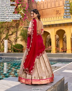 Lehenga Choli Tradicional Largo Hasta el Suelo para Mujer, Modelo Elan Red Royale, para Fiestas - Product Image 1