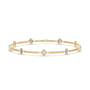 Pulsera RB Gems VVS Moissanite de Geometría Mixta, Plata de Ley 925, Cadena de Cuerda Minimalista con Eslabones de Diamantes - Product Image 4