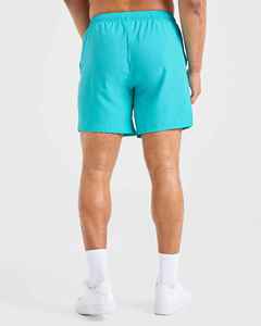 Shorts de bain pour homme en vert menthe uni, à séchage rapide, avec taille élastique et poches, shorts décontractés, shorts personnalisés pour homme, vêtements de sport - Product Image 5