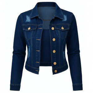 เสื้อแจ็คเก็ตยีนส์ผู้หญิง แห้งเร็ว รับผลิตตามแบบ OEM ขายส่ง - Product Image 1