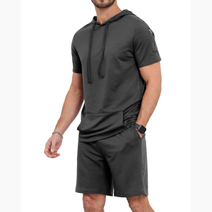 Conjunto de Sudadera con Capucha y Pantalones Cortos para Hombre, Transpirable, de Secado Rápido, 100% Algodón, Felpa, Estampado, Informal, para Correr, Ropa Deportiva Urbana - Product Image 2