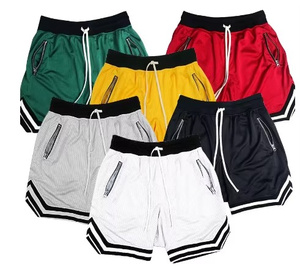 Shorts de basketball vintage personnalisés pour hommes avec broderie Tackle Twill, double couche en maille de 5 pouces, style streetwear - Product Image 1