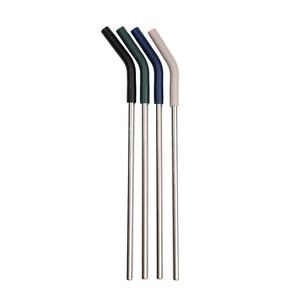 Reusable <b>Metal</b> Drinking <b>Straws</b> 4-Pack Minimalist Design Bendable Stainless Steel Bar Accessories Multi-Color Options - Product Image 1