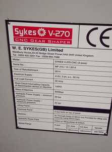 Sykes V270 4 Axis Automatic <b>CNC</b> Gear Shaper <b>Machine</b> with Rack <b>Cutting</b> - Product Image 5