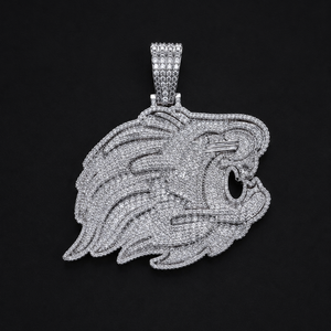 Men's Hip Hop <b>Style</b> Custom Bling Lion <b>Head</b> Face Fully Iced 925 Sterling Silver Moissanite Diamond fine jewelry Necklace Pendant - Product Image 1