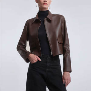 Chaquetas de Cuero Cortas para Mujer, a la Moda, de Manga Larga, de Alta Calidad, en Oferta - Product Image 5