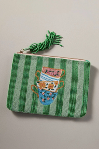 Porte-monnaie perlé avec fermeture éclair, imprimé animal, rouge et blanc, style bohème, unisexe, avec dragonne, fait main - Product Image 6