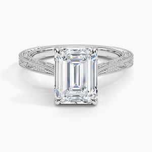 Anillo BOJ 069 con Corte Esmeralda, Plata 925, Grabado Elsie, Anillo de Compromiso con Diamante de 2ct, Color D, VVS1, Moissanita, Certificado GRA, en Oferta - Product Image 1