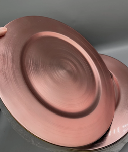 <b>Brushed</b> Copper Metallic Charger <b>Plate</b> Satin Finish Rose Gold Base Service <b>Plate</b> Circular <b>Brushed</b> Copper Dinnerware Underplate - Product Image 4