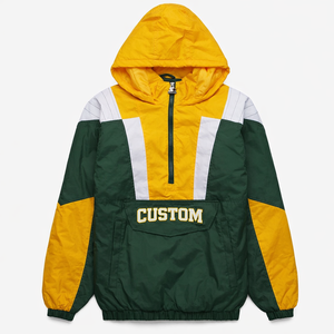 Mens Cotton/Polyester Half Zip Windbreaker Pullover <b>Jacket</b> <b>Waterproof</b> Breathable Oversized High Quality Premium OEM Bulk - Product Image 1