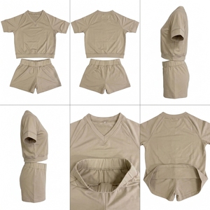 Ensemble de shorts en coton pour hommes et femmes, tissu doux, léger et respirant, confortable, décontracté, à porter au quotidien, ensemble assorti - Product Image 4