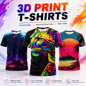 Custom OEM ODM 3D Print T-Shirt Personalized Artwork Breathable Full Sublimation Streetwear Festival Unisex T-Shirt - Product Image 1