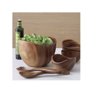<b>Large</b> Natural Wooden Salad <b>Bowl</b> for <b>Serving</b> Greens Fruit Bread and Creating Elegant Table Arrangements - Product Image 4