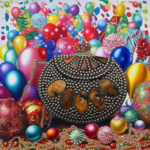 Bolso Clutch Étnico Bohemio, Bolso Indio Metálico Hecho a Mano, Estilo Festivo, Clásico, Ecológico, Impermeable, con Cierre Abierto - Product Image 1