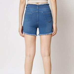 Shorts en jean pour femmes de qualité supérieure, logo personnalisé, service OEM, vêtements décontractés, respirants, taille mi-haute, taille élastique, sexy, été - Product Image 6
