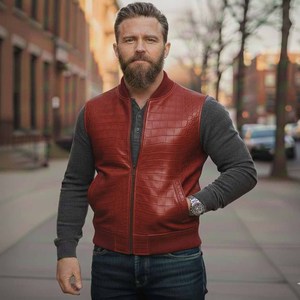 Chaleco de Motocicleta de Cuero para Hombre, Cortavientos, para Otoño, para Usar con Trajes - Product Image 4