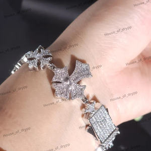 Pulsera Ajustable con Diseño de Cruz de Diamantes Moissanite VVS, Estilo Hip Hop, Plata de Ley 925, Unisex - Product Image 2