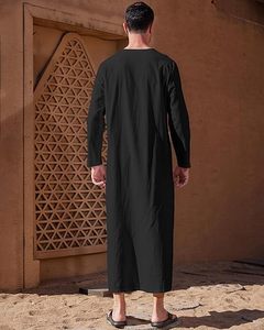 Robe musulmane islamique Khamis, Kaftan saoudien, Thobe Jubbah noir en coton et soie, vêtements traditionnels musulmans, Thobes - Meilleures ventes - Product Image 3