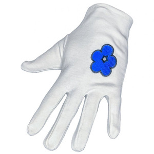 Guantes de algodón blancos con bordado de flores azules hasta la muñeca, guantes casuales de algodón, guantes de regalia masónica. - Product Image 2