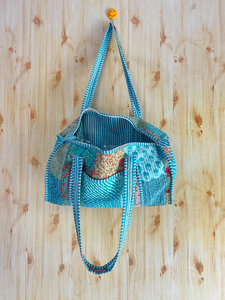 Wholesale Lightweight Open Solid Color <b>Patchwork</b> Quilted Tote <b>Bag</b> Large Capacity Cotton Shoulder Handbag for Women - Product Image 2