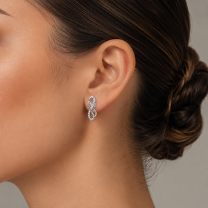 Silver Plated Luxury Infinity Crystal Stud <b>Earrings</b> Women Sparkling <b>Moissanite</b> Fashion Jewelry Elegant Wedding Party Gift - Product Image 3