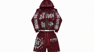 Conjunto de Sudadera con Capucha y Pantalones Cortos Morados para Hombre Protect Style, Sudadera con Cierre y Estampado Estilo Urbano, Pantalones Cortos a Juego, Forro Polar Transpirable para Invierno - Product Image 6