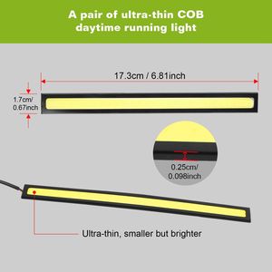 2 Pezzi Luci Diurne a LED COB, Impermeabili IP45, 12V, Strisce LED per Auto, Fari Fendinebbia, Luci DRL Adesive per Auto - Product Image 2