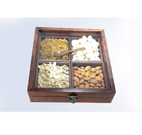 Houten doos voor gedroogd fruit, modern design, 5-delige houten doos voor tuin, theetafeldecoratie.