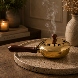 Mabkhara en bois contemporain avec finition laiton doré, brûleur de Bakhoor, porte-oud arabe, centre de table de luxe, décoration pour encens au charbon, fournisseur de cadeaux - Product Image 4