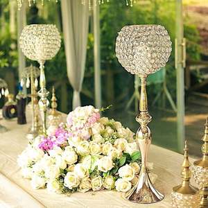 Crystal <b>Ball</b> <b>Candle</b> Stand Brass Wedding Table Centerpiece Durable Decorative Holder - Product Image 1