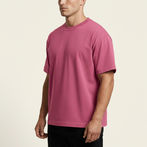 โรงงานผลิตเสื้อยืดผ้าฝ้ายสีชมพูแบบกำหนดเอง รับผลิตเสื้อยืด OEM ODM แบรนด์ส่วนตัว ผลิตจำนวนมาก 180 GSM - Product Image 3