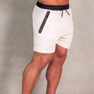Men's <b>White</b> Quick Dry <b>Shorts</b> With Zipper Pockets Drawstring Waist Casual Sport <b>Short</b> Pants - Product Image 3