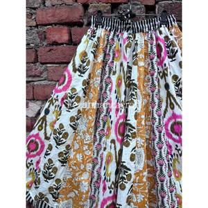 Jupes en coton imprimé Ikat, jupe Kali faite à la main, jupe mi-longue d'été faite à la main, jupe bohème hippie, robe jupe décontractée pour femmes - Product Image 2