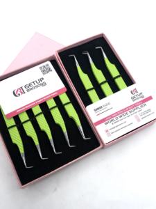 Pince à épiler professionnelle en acier inoxydable pour extensions de cils, pointe diamantée à 90 degrés, revêtement en poudre couleur lime, haute qualité, nouvelle collection - Product Image 6