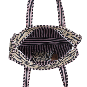 Sac fourre-tout en coton imprimé bohème, motif floral, fait main, réversible, fermeture éclair supérieure, écologique, léger, matelassé, automne, lavable - Product Image 6