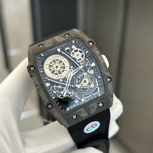 นาฬิกาข้อมือสแตนเลสสตีลคุณภาพสูง ขนาด 44 มม. ระบบอัตโนมัติ ดีไซน์โครงกระดูก ทูร์บิญอง หน้าปัดคริสตัลแซฟไฟร์ กันน้ำได้ 50 เมตร - Product Image 1