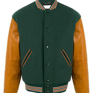 Veste universitaire de marque, corps en laine avec manches en cuir, style baseball unique et élégant, couleur noir et bleu roi, taille XL - Product Image 2