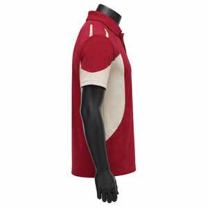 Polo à manches courtes pour homme, rouge et beige, à blocs de couleurs, séchage rapide, tricoté, coupe décontractée classique - Product Image 4